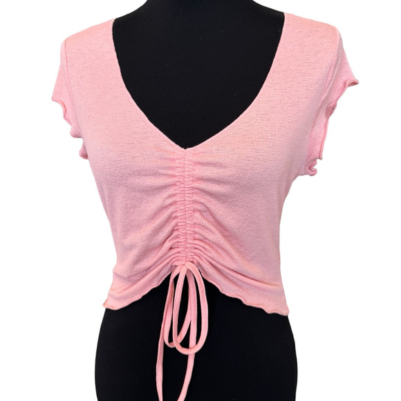New ~ ABOUND , NORDSTROM  ~. Ruched Drawstring Crop Top Size L FALL CORAL - Picture 1 of 5